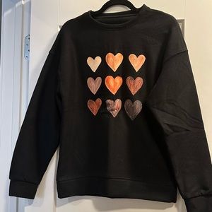 Cotton Sweatshirt with Hearts